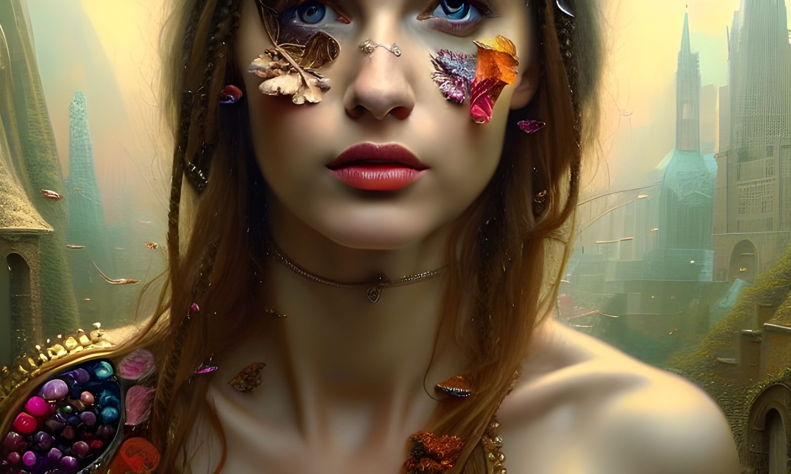 Beautiful Woman with Radiant Makeup in Hyperrealistic Style