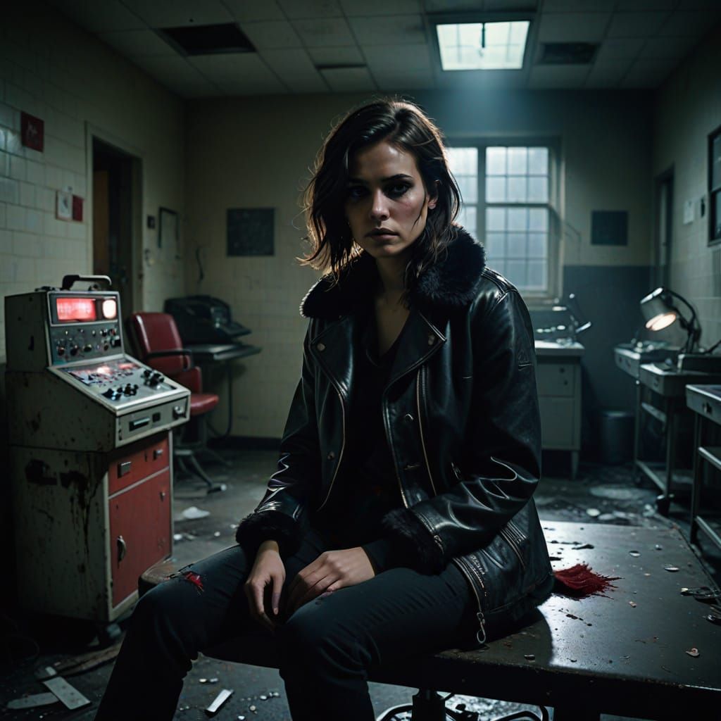 Moody Film Noir Portrait in a Gritty Abandoned Hospital