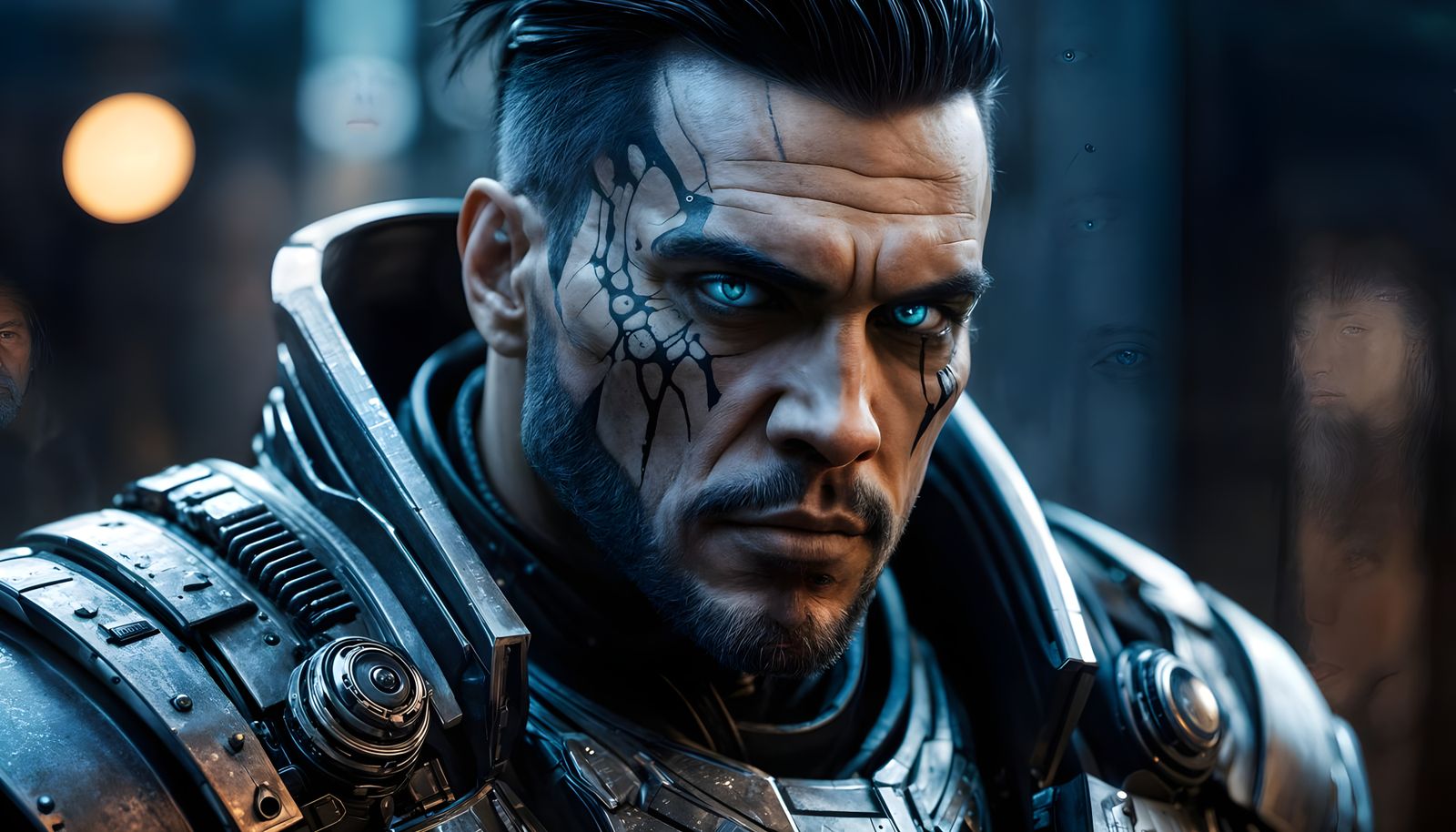 Cyberpunk Warrior in Industrial Design