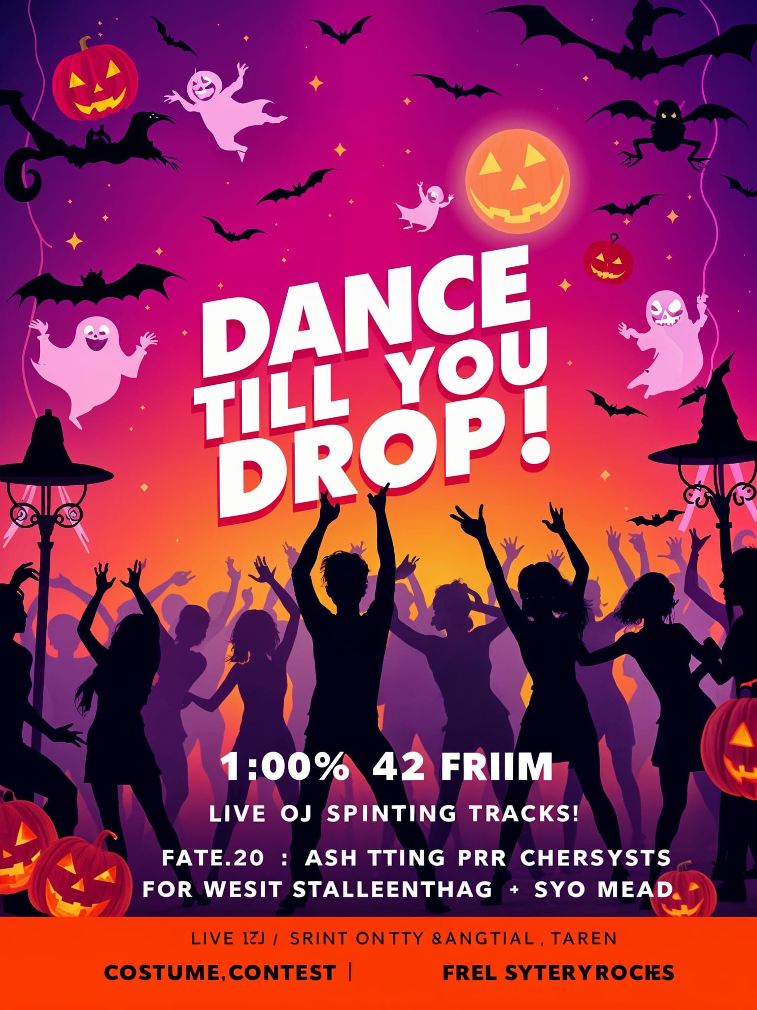 Halloween Dance Party Flyer in Neon