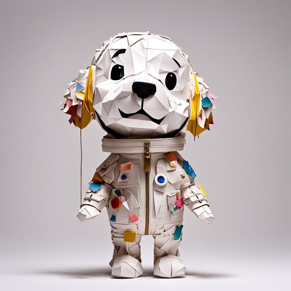Snoopy in Vintage Space Suit as Origami Hero