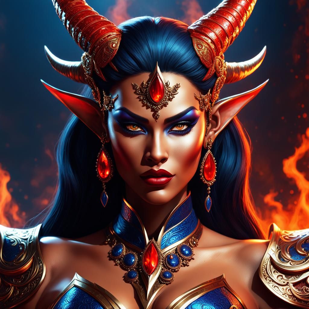 Demon Princess Gaap: Hyperrealistic Synthwave Portrait