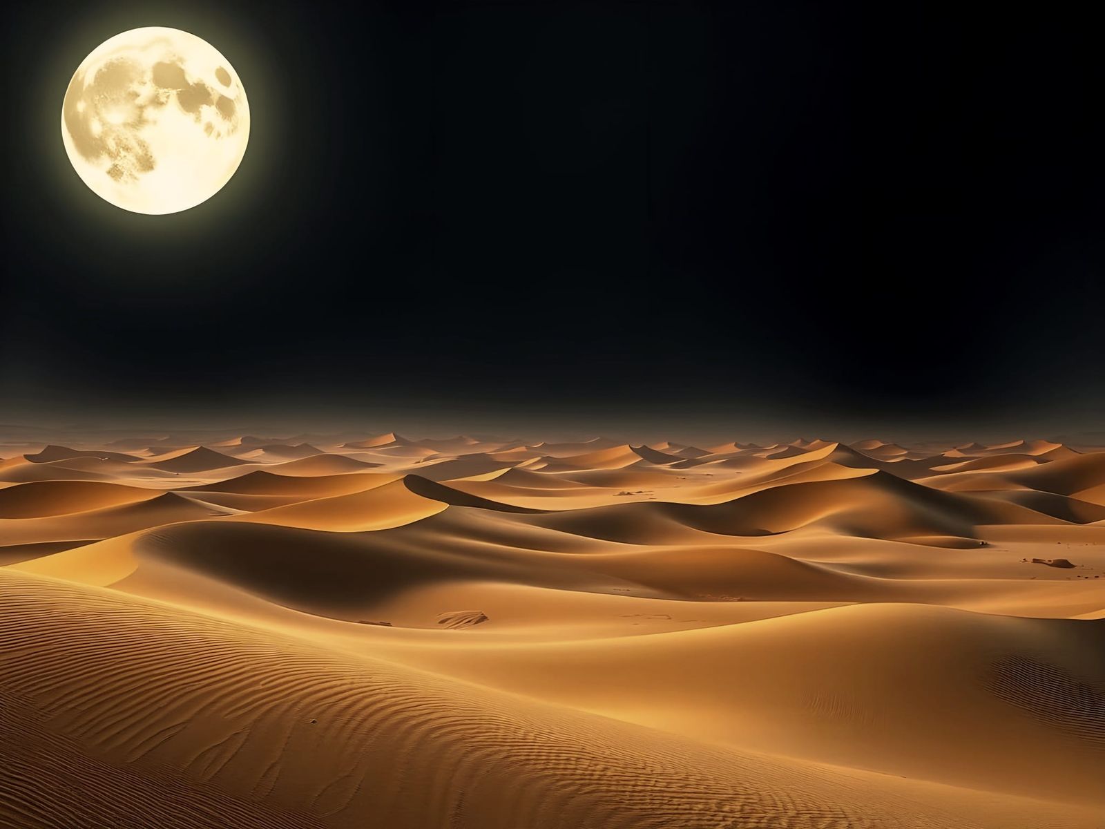 Moonlit Sahara Dunes in Vibrant Hues