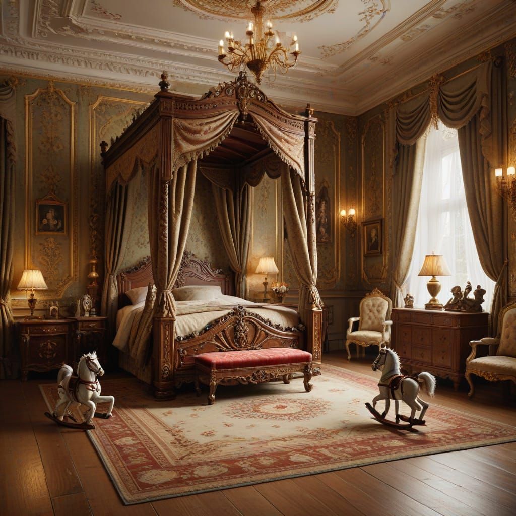 Victorian Prince Plays in Lavish Nursery Room