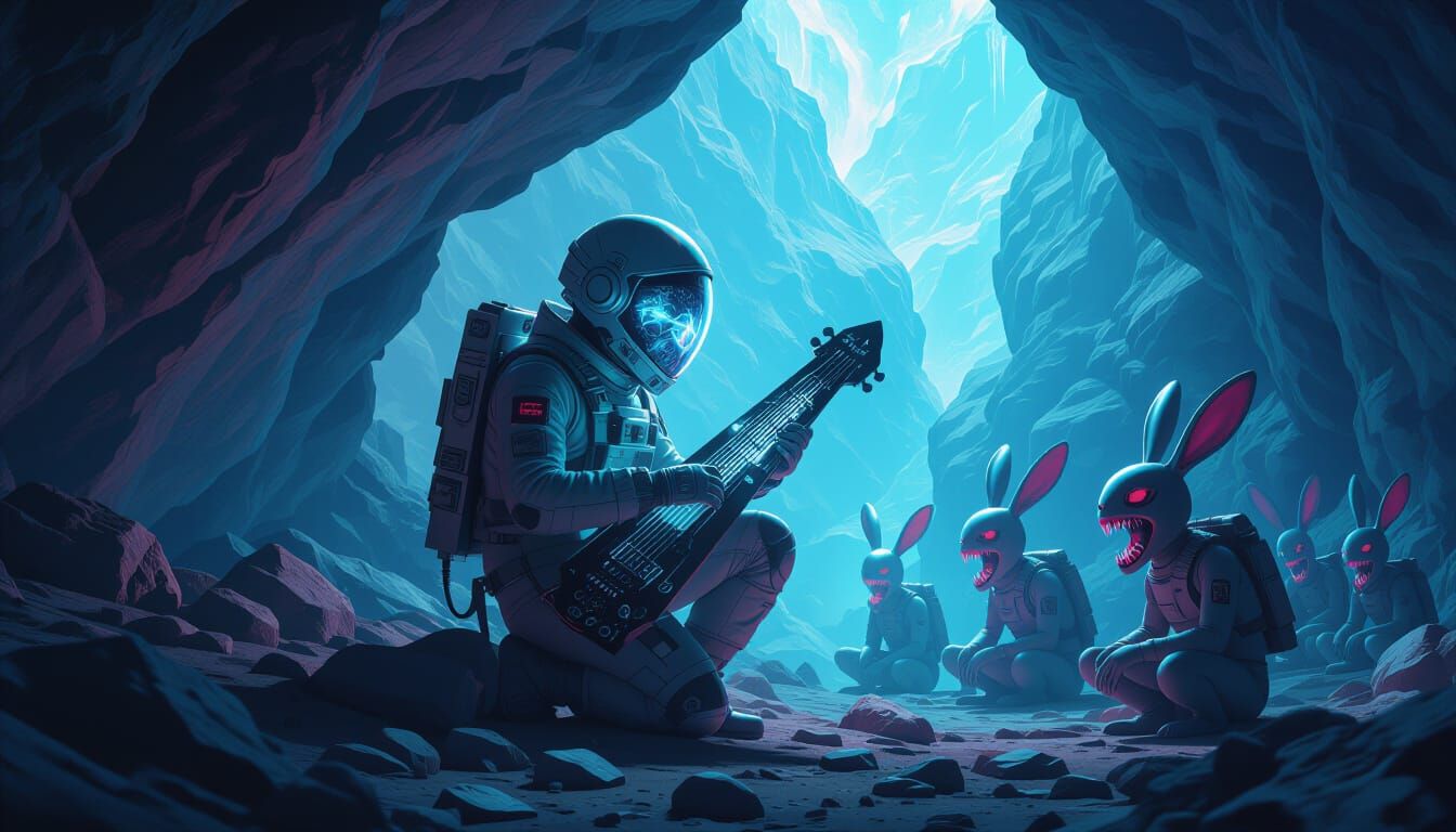 Glitch Hologram Synthwave Alien Encounter