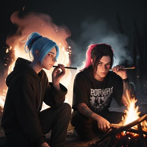 Campfire Flirting: Graffiti Art Sparklers in Night