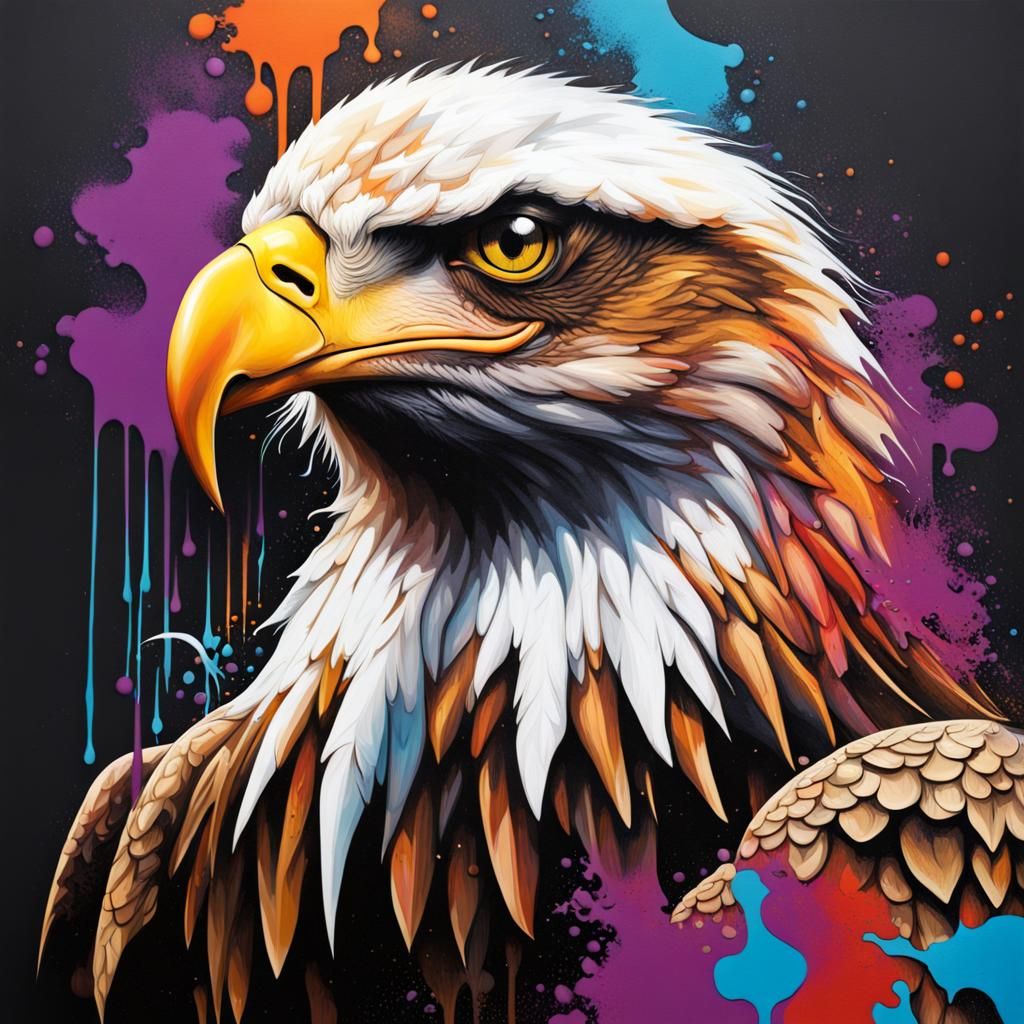 Graffiti Eagle in Splash Art Style