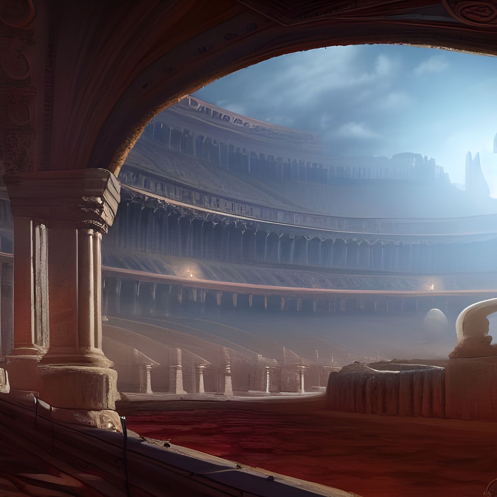 Detailed Coliseum Interior: Fantasy Concept Art