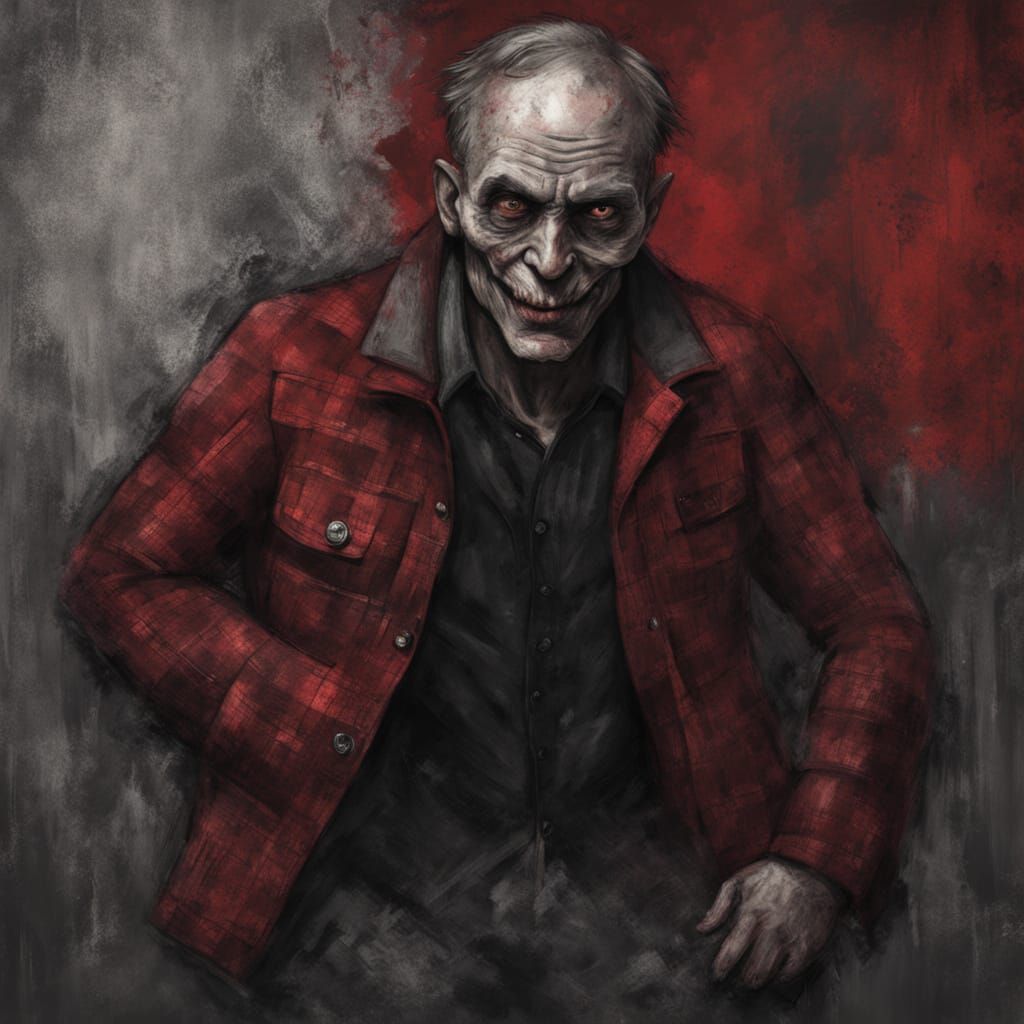 Macabre Man in Dark Fantasy Oil Painting