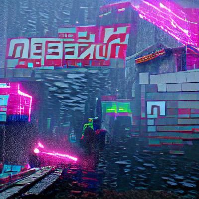Minecraft in Cyberpunk 2049 Neon Style