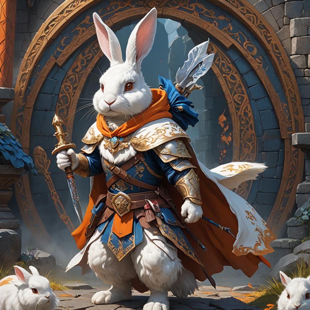 Heroic Rabbit Barbarian in Epic Fantasy Style