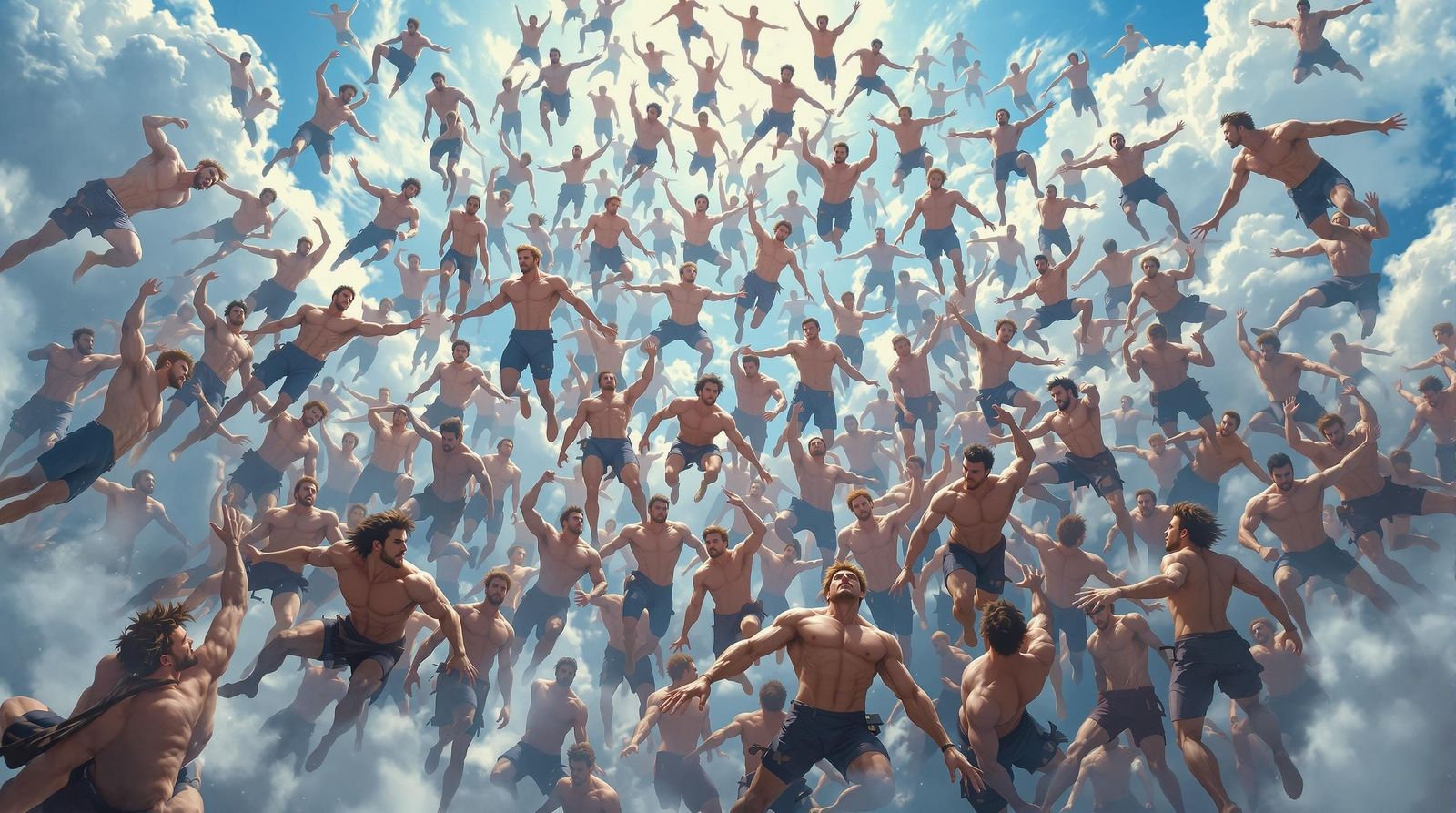 Muscular Men in Ethereal Setting