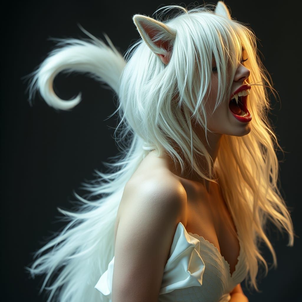 Wolf Goddess Emerges from Human Form