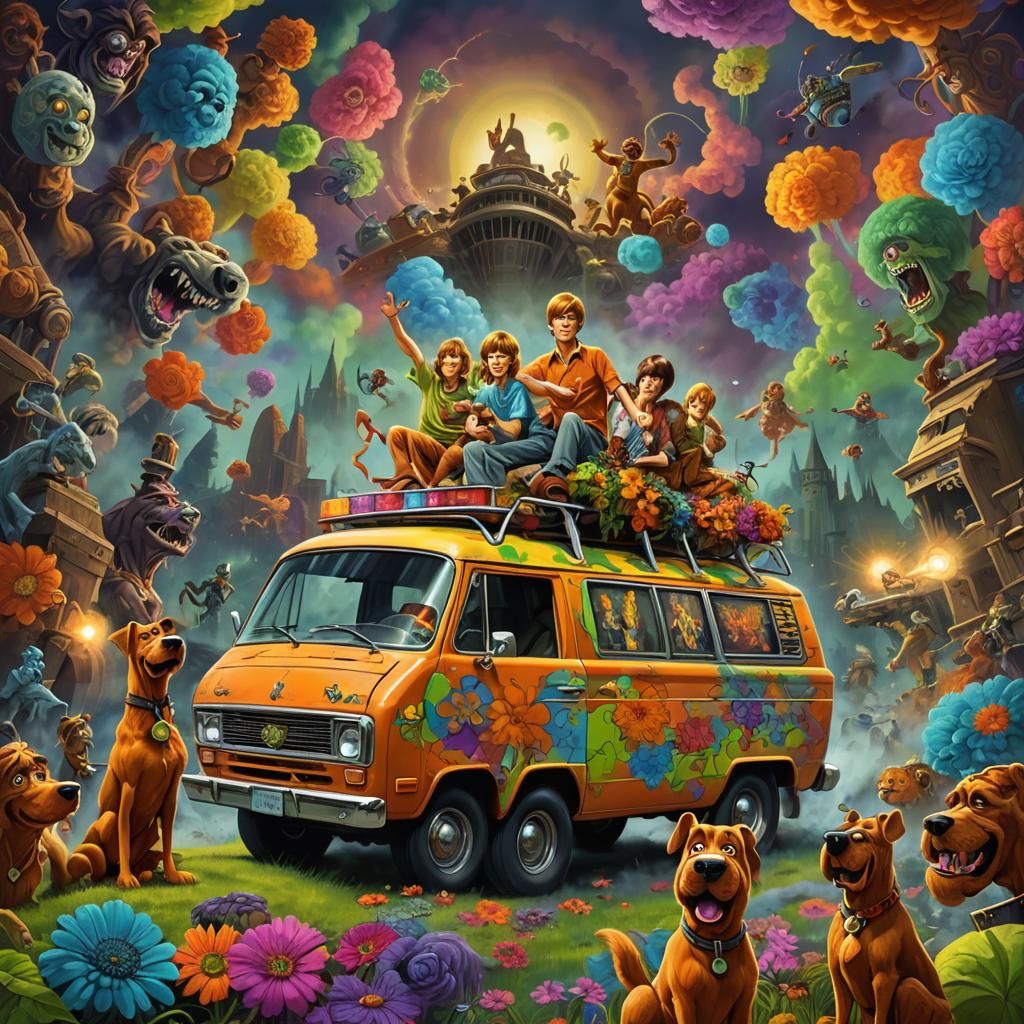 Scooby Doo in Psychedelic Photoillustration