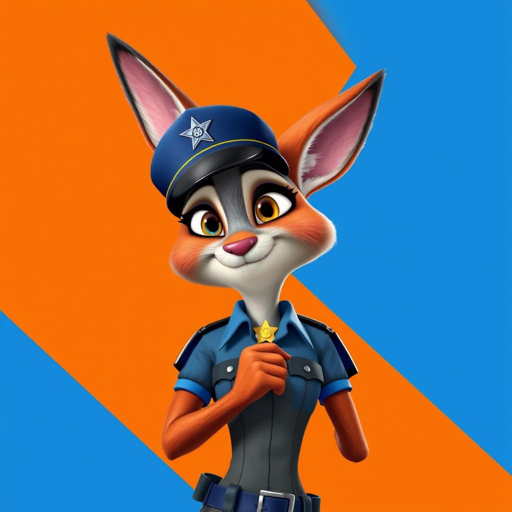 Zootopia's Heroic Rabbit Judy Hopps in Vibrant Cyberpunk-Ins...