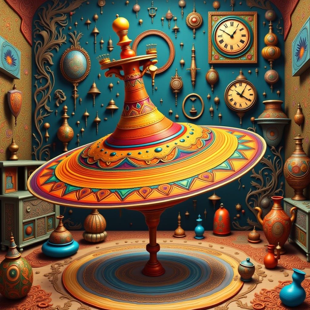 Nostalgic Spinning Top in Whimsical Illustration Style