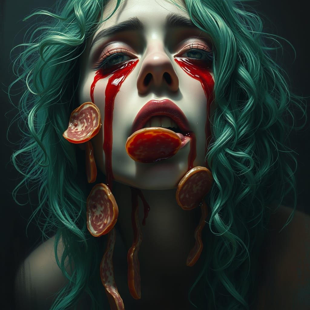 Surreal Macabre Goddess Weeps Crimson Tears