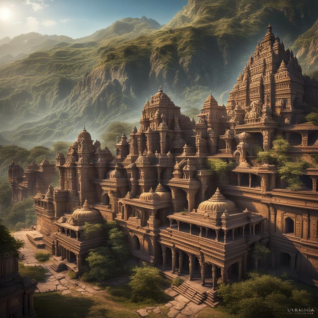 Ancient Girinagara City in Gujarat: Detailed Matte Painting