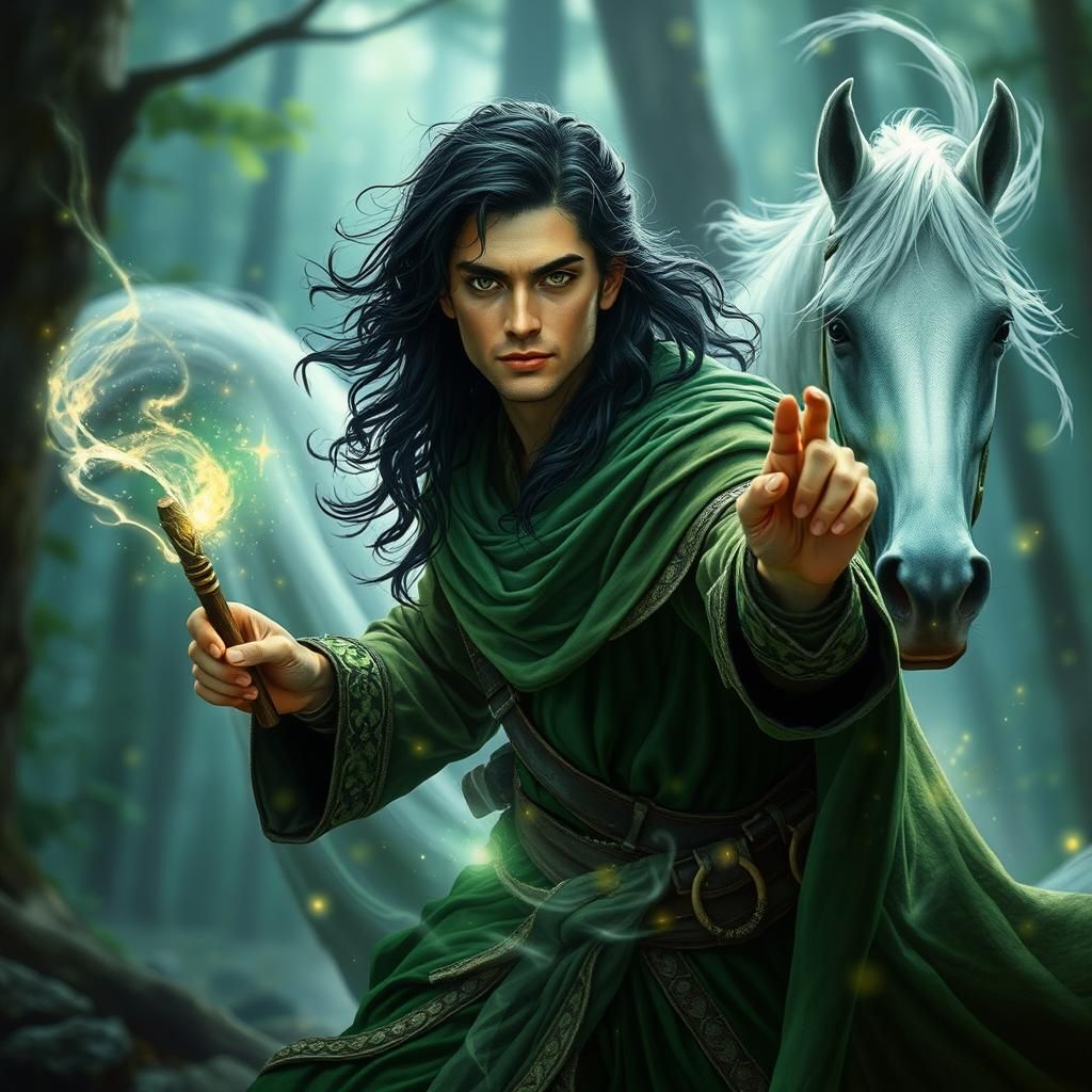 Druid Wizard Adventures in Fantasy Forest