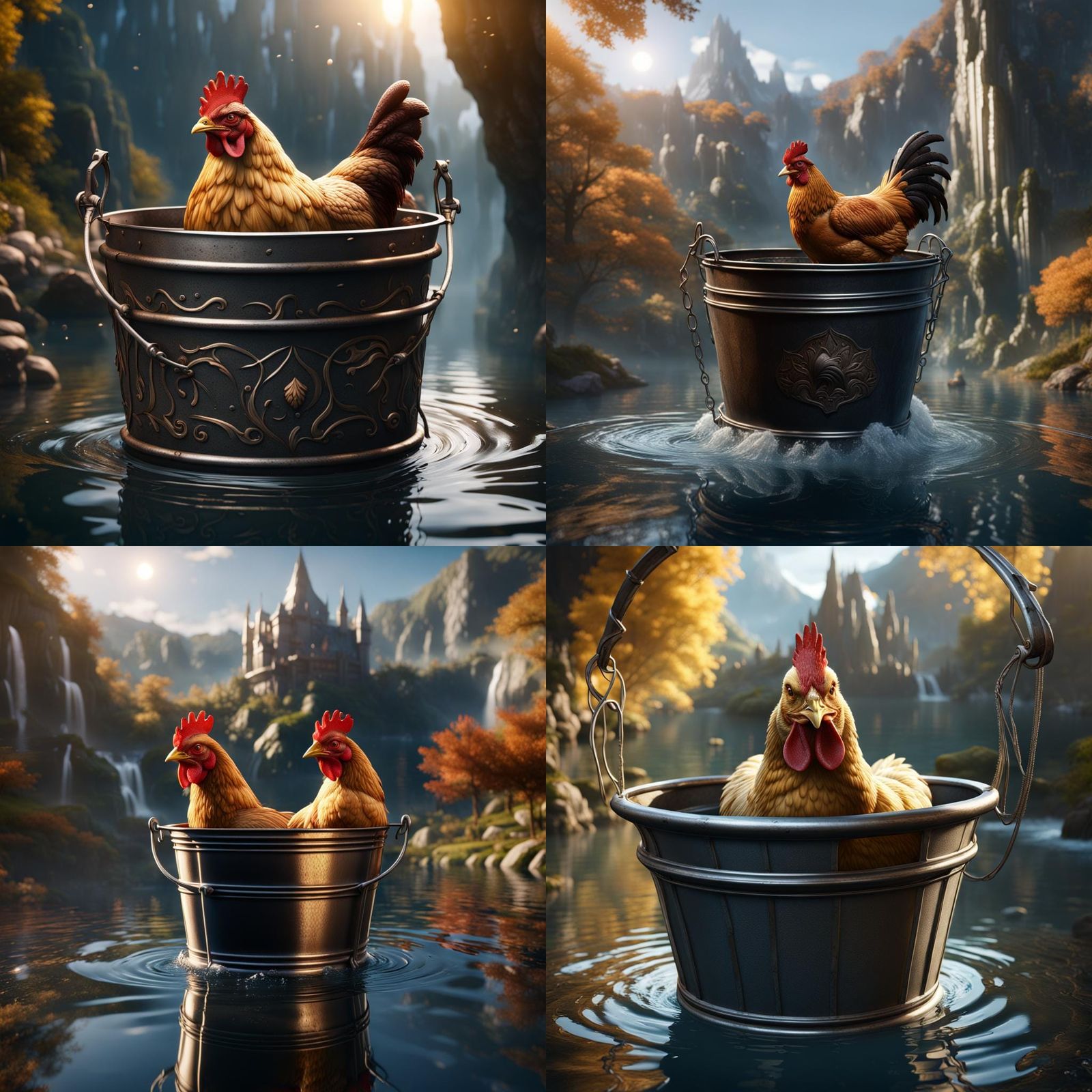 Chicken in Bucket in Rivendell: Fantasy Concept Art