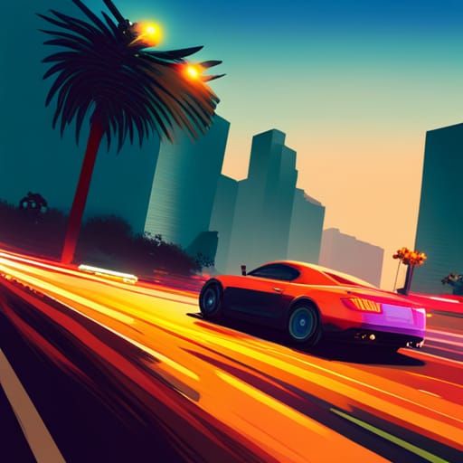 Los Angeles Night Drive in Hyperrealistic Lo-Fi