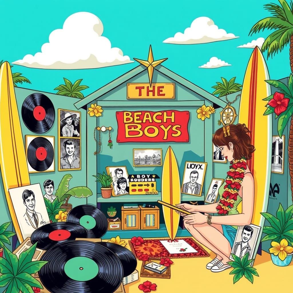 Retro Illustration of Beach Boys Shrine