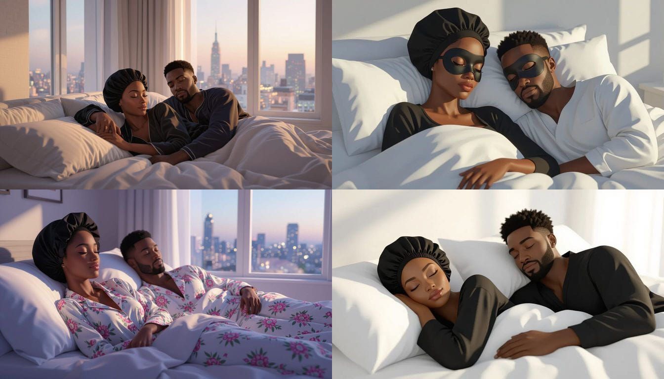 Beautiful African Woman Sleeping in Bed in Animated Style