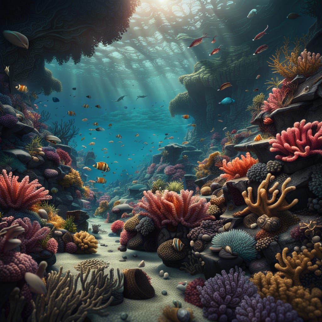 Epic Coral Reef Digital Matte Painting