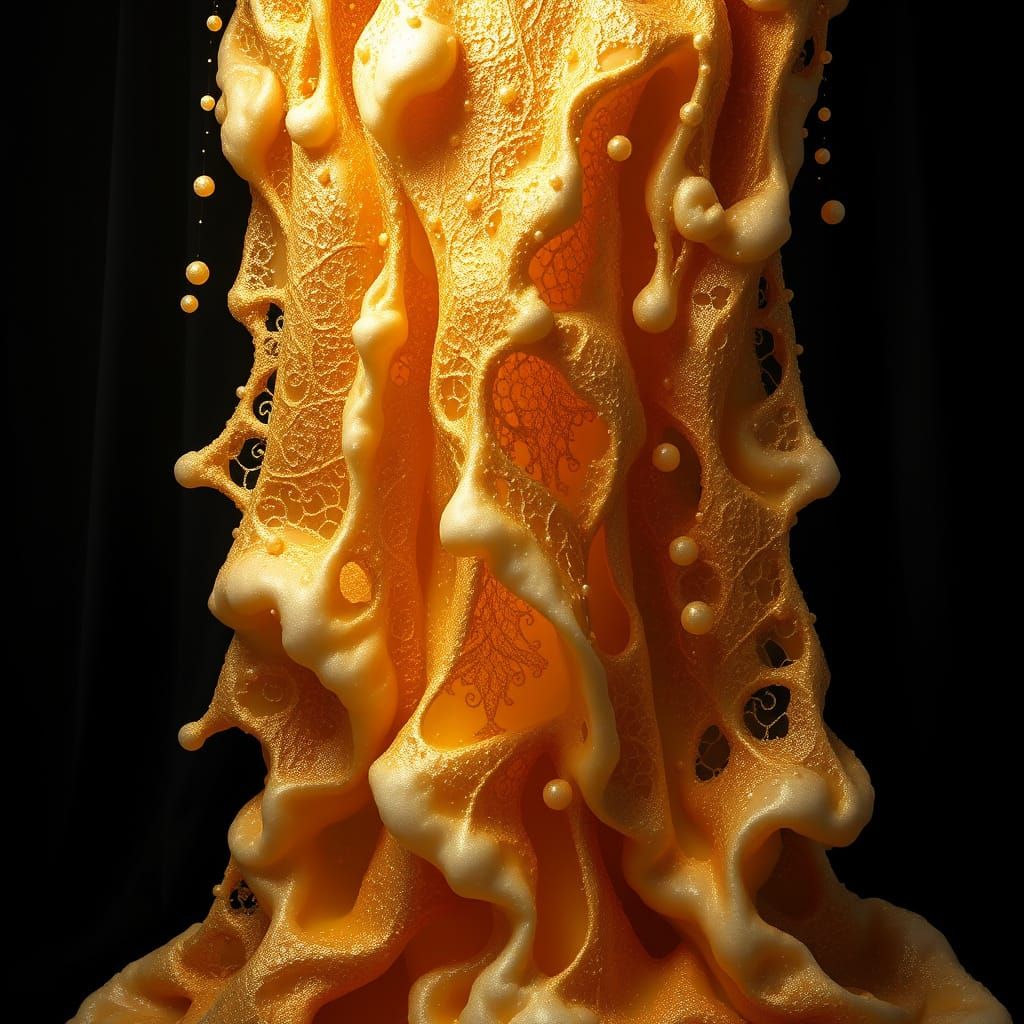 Golden Beer Cascade in Epic Fantasy Style