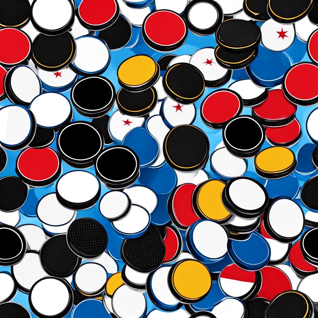 Multiple Ice Hockey Pucks