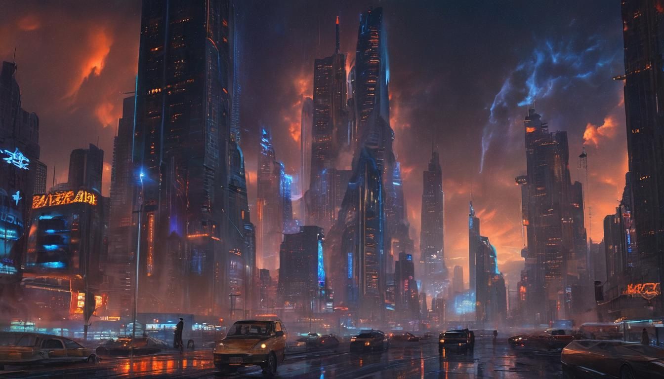 Hyperrealistic Plasma Storm Cityscape in 3D