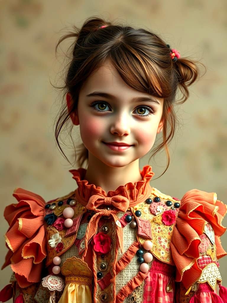 A Young Woman's Whimsical Quilted Ensemble