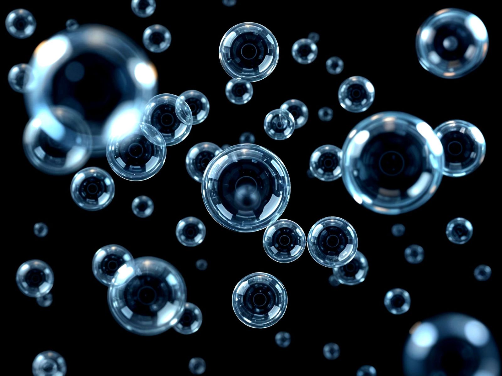 Bubbles Floating in Air with Caustic Lighting