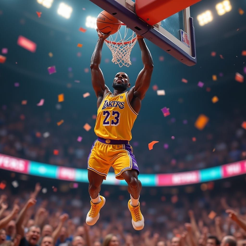 Photorealistic Lebron James Slam Dunking Funko Pop Figure