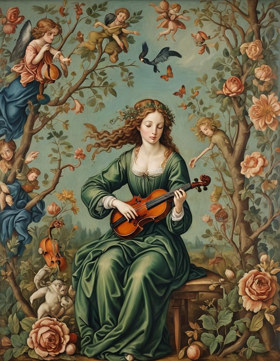 Für Elise: Renaissance Painting in Oil on Canvas