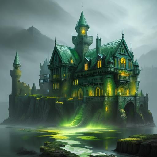 Ancient Castle: Green House Effect in Hyperrealism