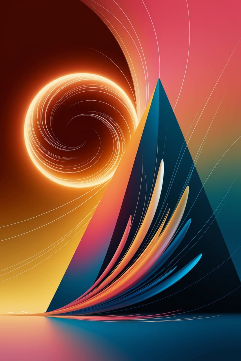 Vibrant Digital Art Piece with Swirling Shapes and Emotional...