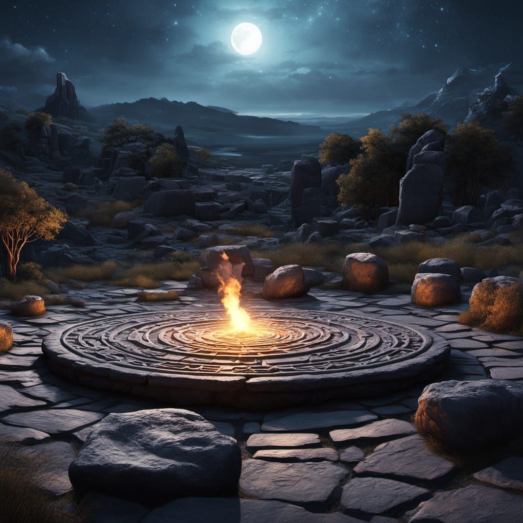 Mysterious Druid Watches Over Ancient Stone Enclosure