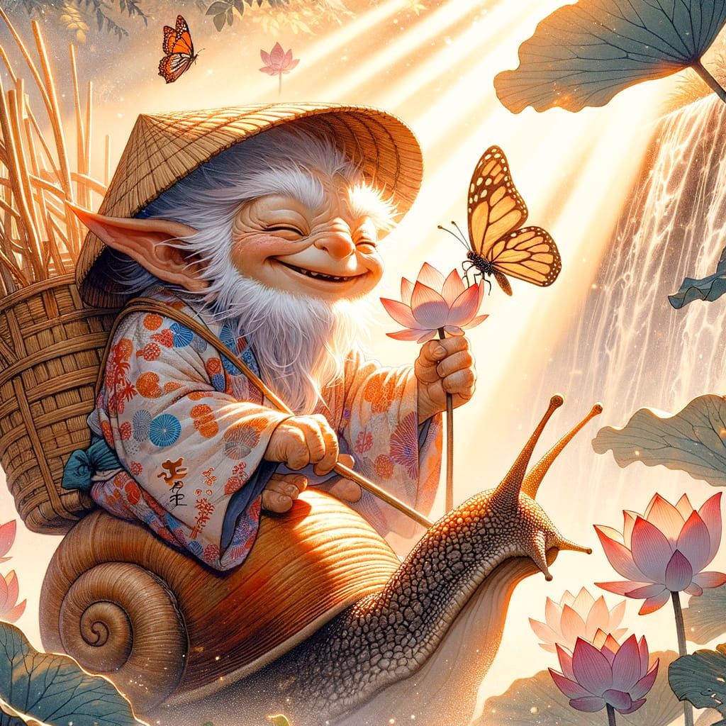 Cheerful Gremlin in Traditional Japanese Ukiyo-e Style