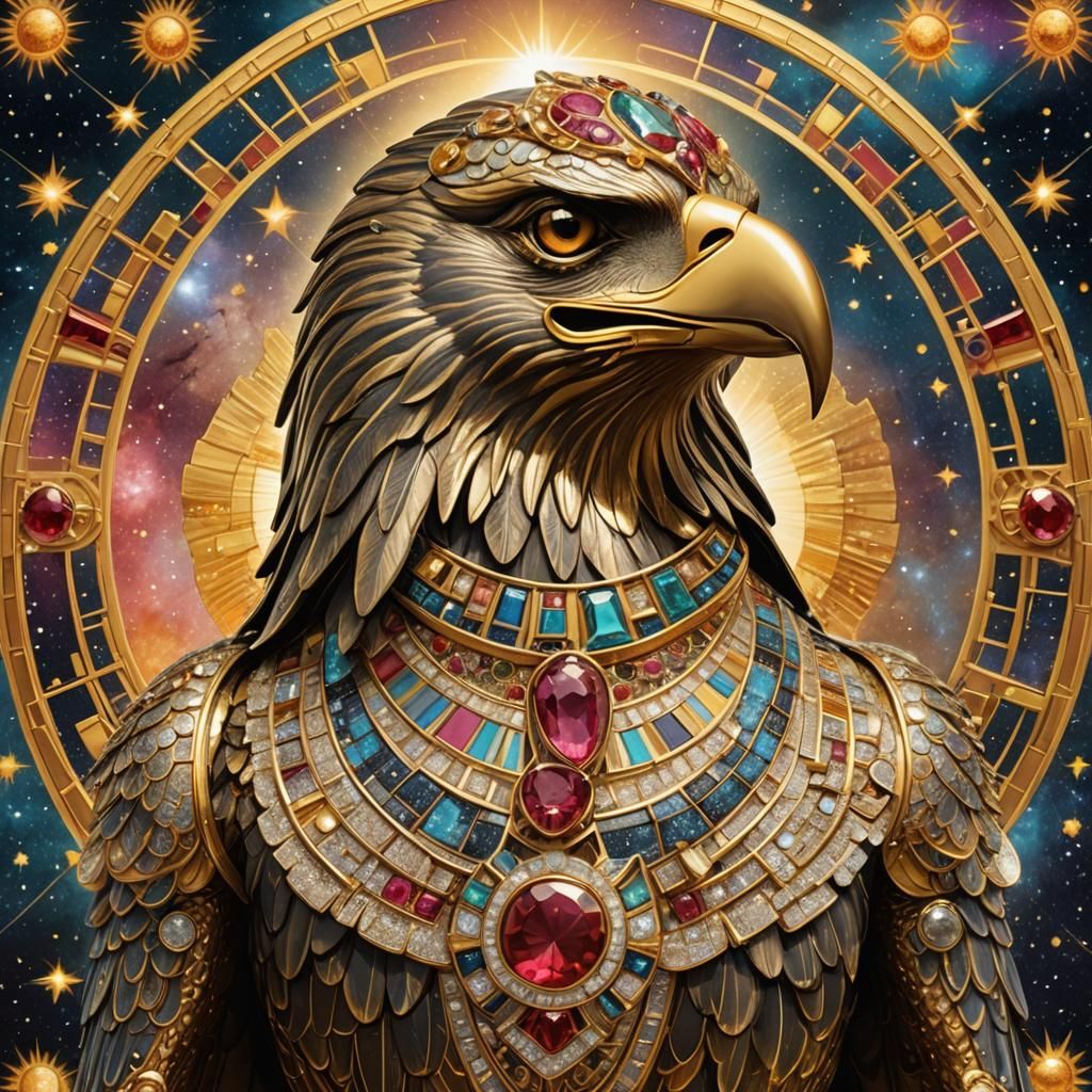 Art Nouveau Ra: Egyptian Sun God in Gold