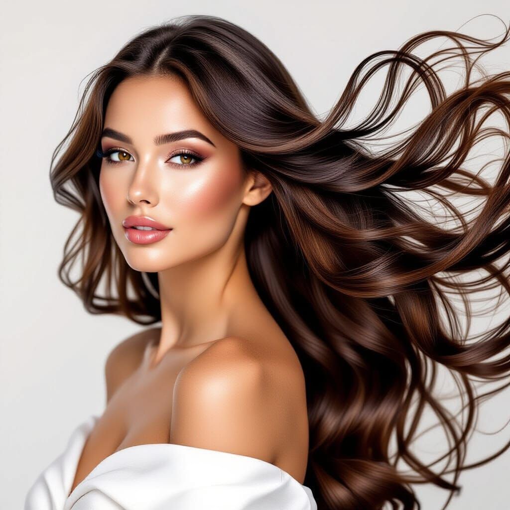 Elegant Woman with Intricate Long Hair