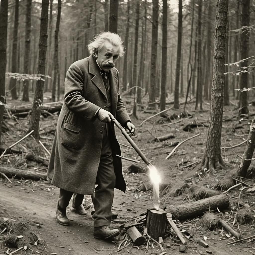 Einstein Sets off Dynamite in Austrian Forest, 1930