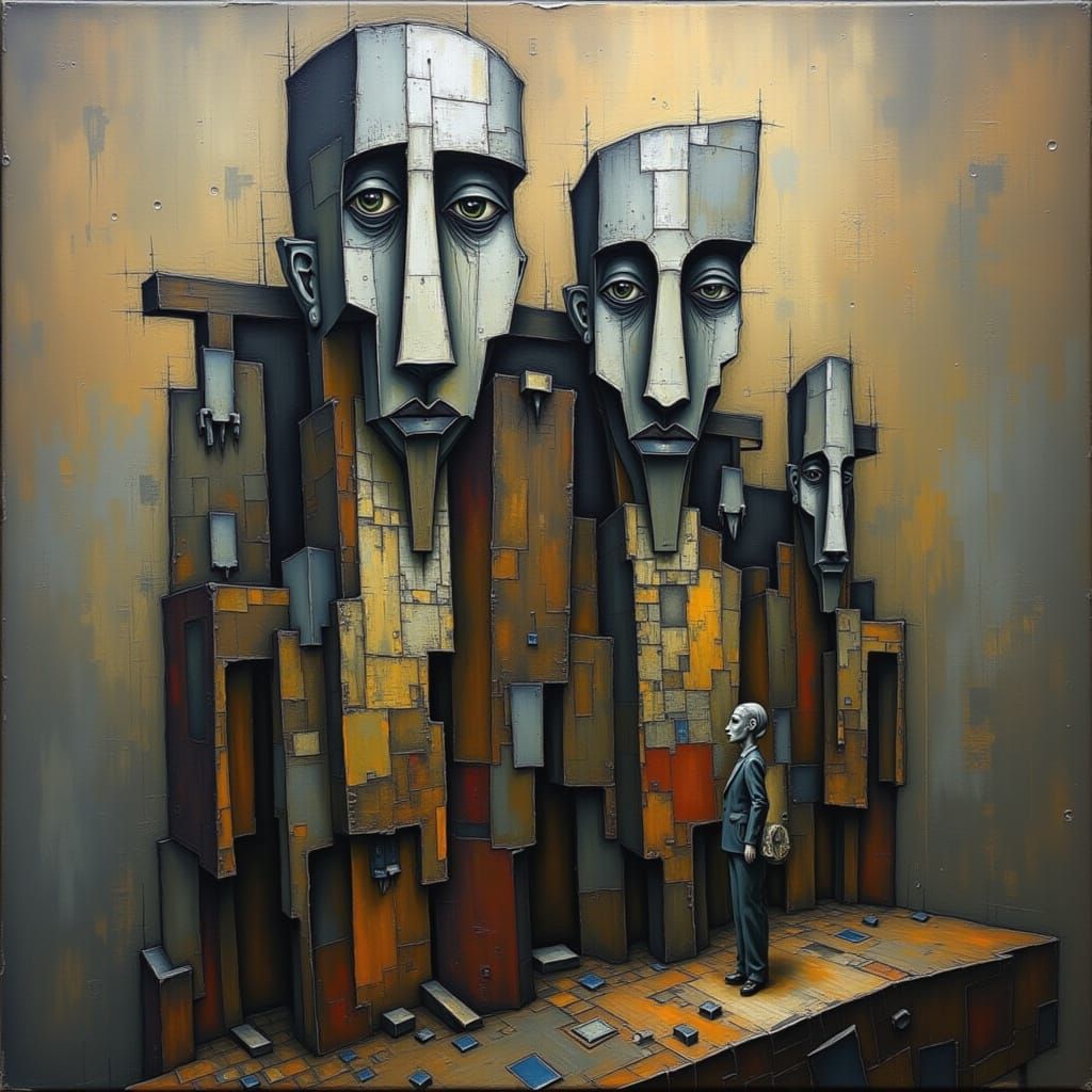 Surreal Abstract in Silver and Brown Tones