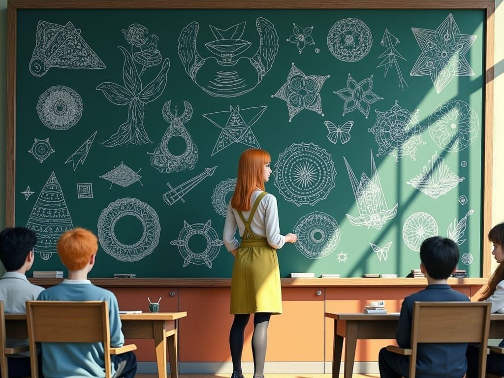 Dark Portraits of Math Teachers in Anime Style Drawing Geome...