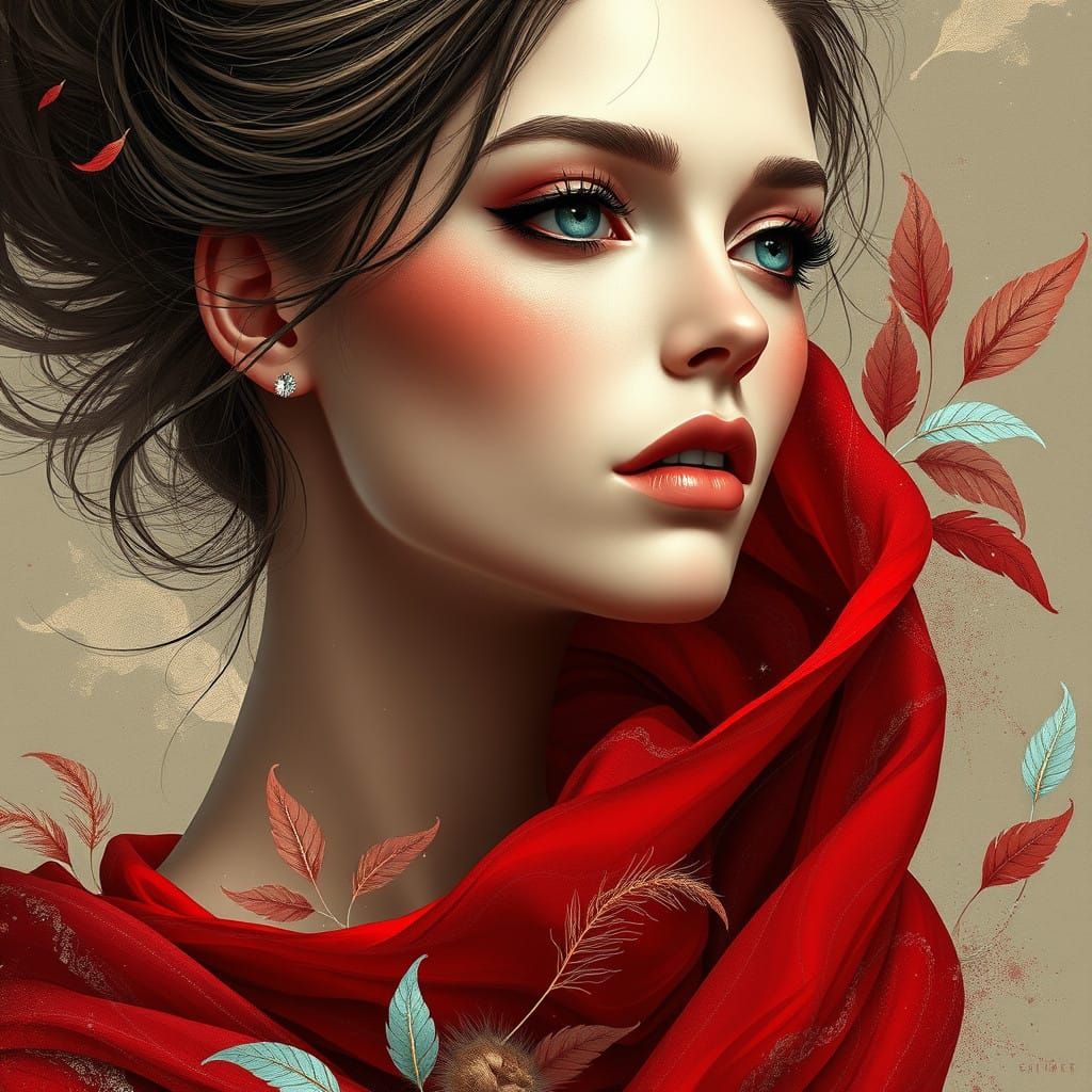 Ethereal Fantasy Portrait in Vibrant Abstraction