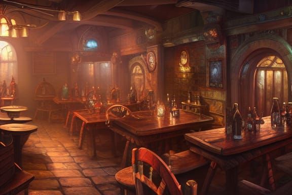 Detailed Tavern Interior in Dark Fantasy Style