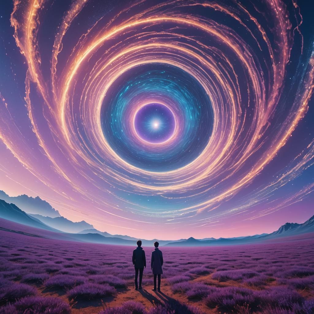 Surreal Cosmic Landscape in Vibrant Electric Blue and Purple...