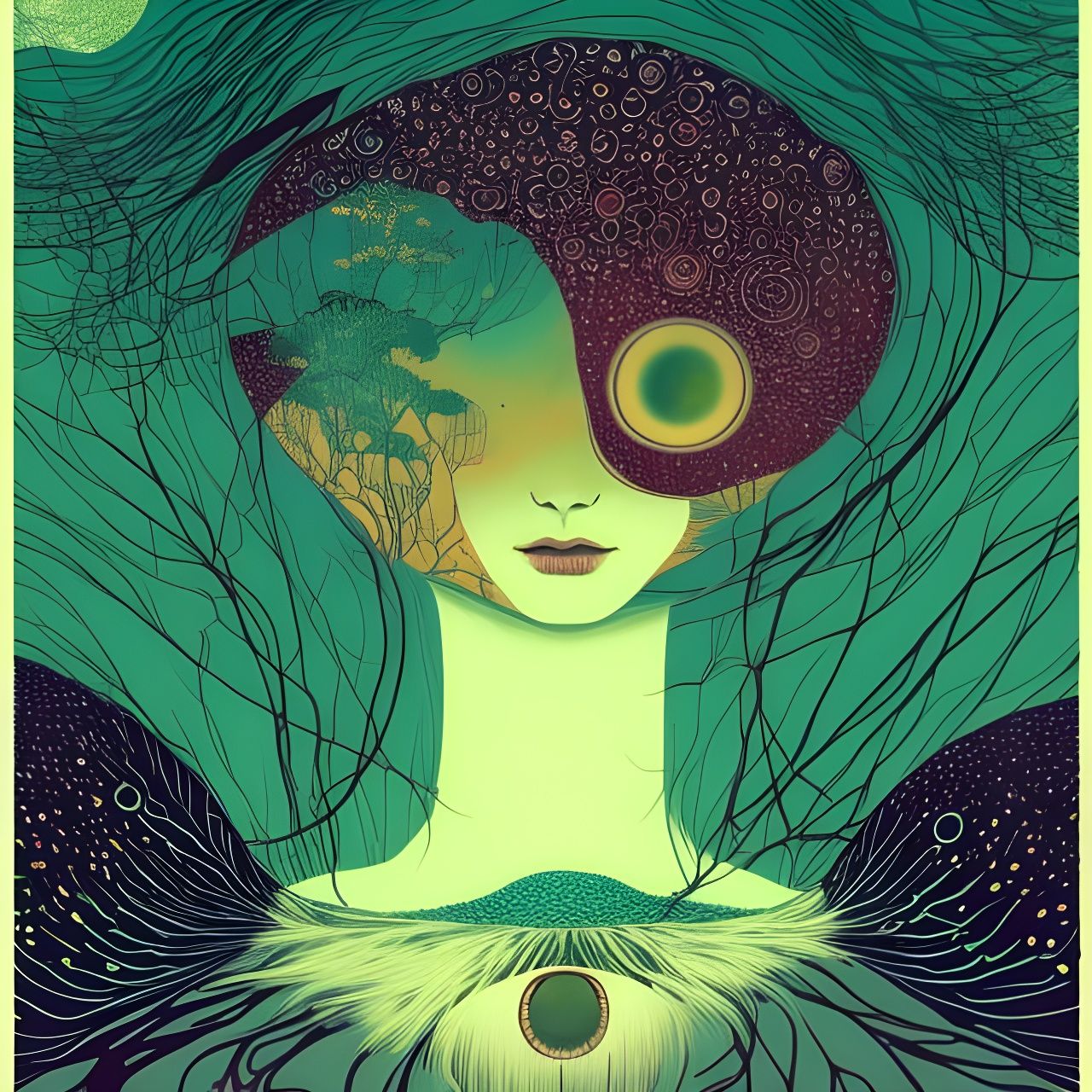 Eyeballs in a Vibrant Surreal Psychedelic Dreamscape