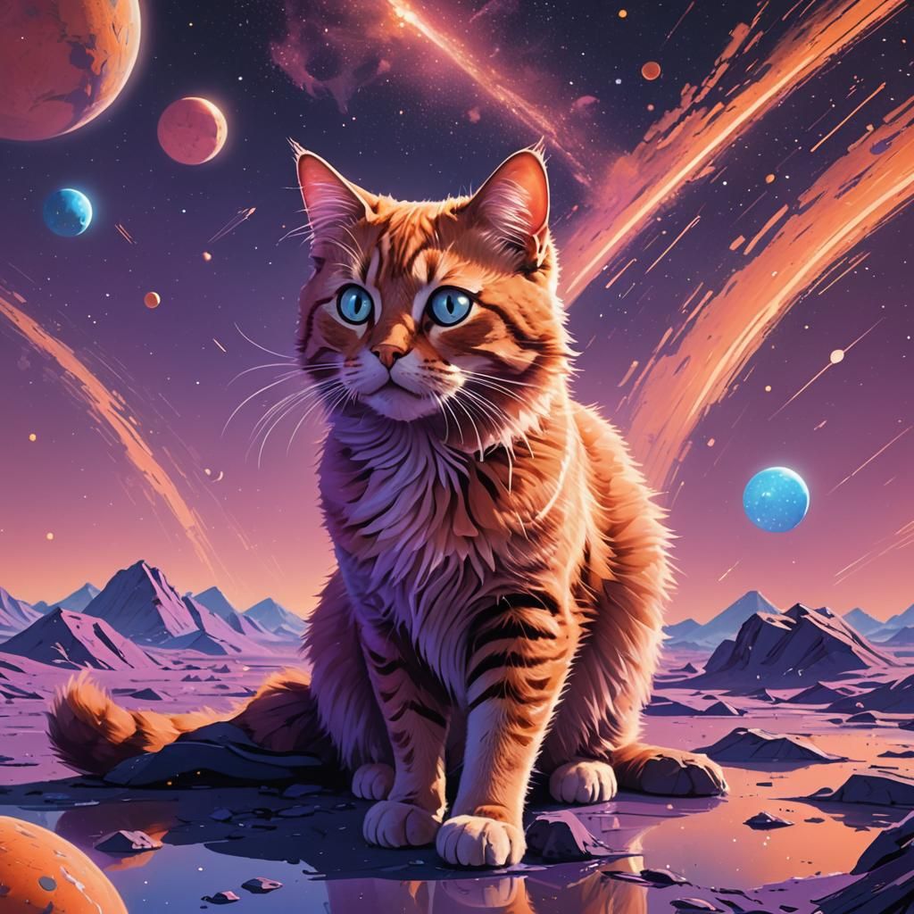 Cat Floating in Space: Digital Matte Painting