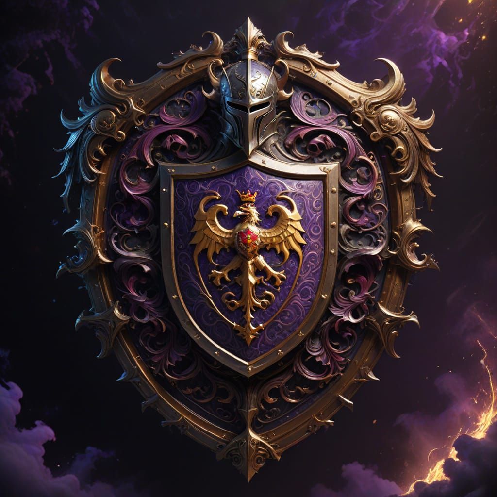 Knight's Shield with Family Crest in Dark Fantasy Style